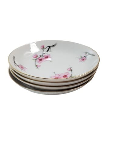 Vintage Diamond China CHERRY BLOSSOM made In Japan Berry Bowls 5.5" Set of 4 - Thumbnail 2
