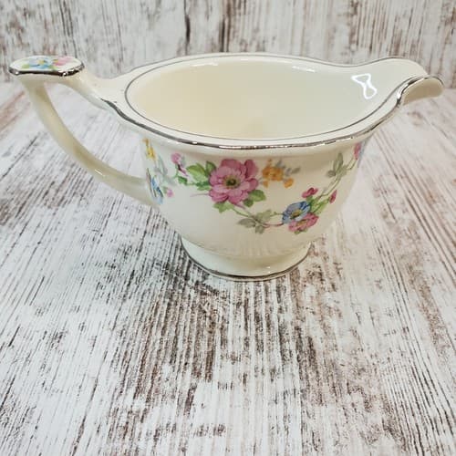 Vintage Carrollton USA Floral Silver Trim Creamer #146 Spring Flowers - Thumbnail 6
