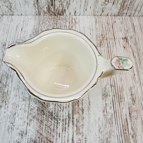 Vintage Carrollton USA Floral Silver Trim Creamer #146 Spring Flowers - Thumbnail 2