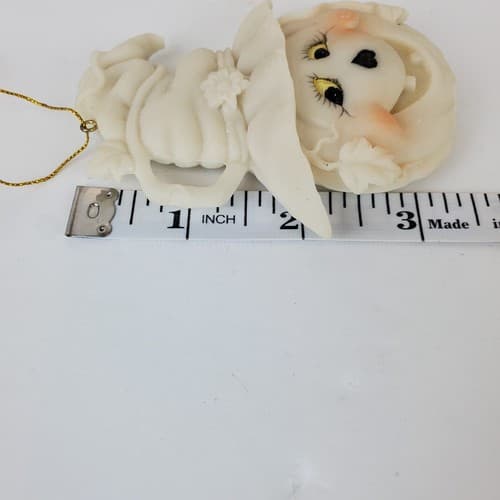 4 Vintage Witch Scarecrow Pumpkin Ceramic Resin Halloween Ornaments Off White - Thumbnail 9