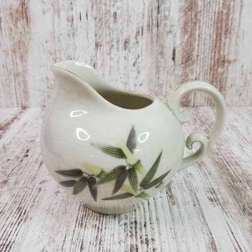 Vintage Gold Coast China Made in Japan Bamboo Design Creamer Pitcher White Green