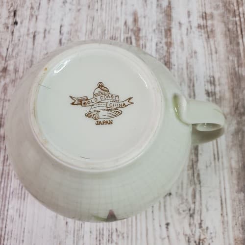 Vintage Gold Coast China Made in Japan Bamboo Design Creamer Pitcher White Green - Thumbnail 8