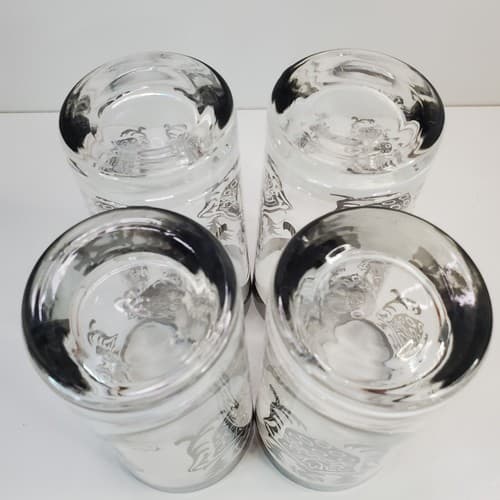 Vintage MCM Kimiko Silver Guardian Crest Cocktail Highball Glass Barware Knight - Thumbnail 4