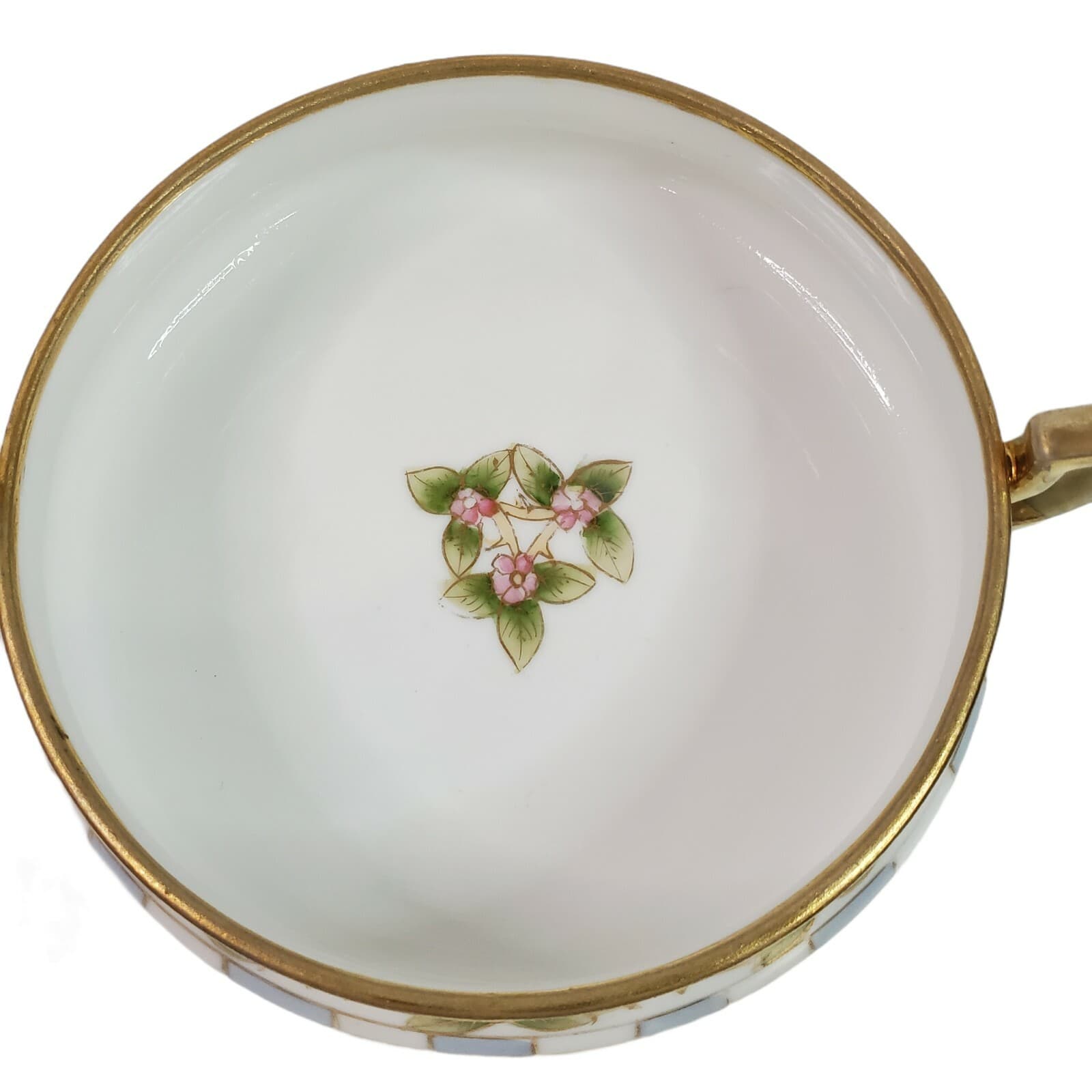 Vtg Hand Painted Nippon 2 Handled Gold Trim Floral Footed Tidbit Bonbon Nut Dish - Thumbnail 4