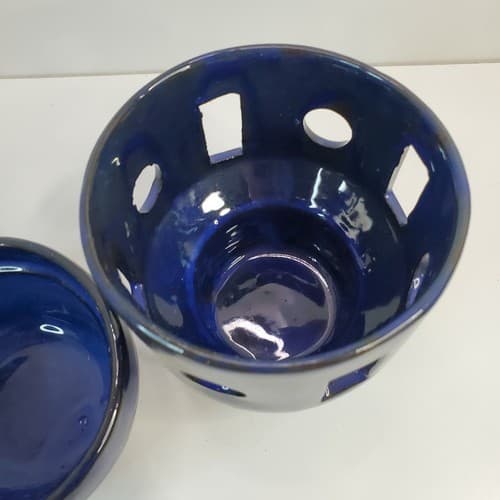 Potters Pottenbakkerij Blue Pottery Candle Wax Melt Holder Pot Bowl Art Pottery - Thumbnail 3