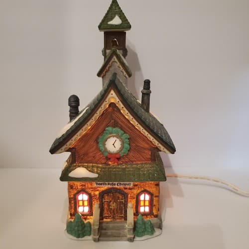 Vtg Dept 56 Heritage Village North Pole Series Chapel 56260 Retired Hand Painted - Thumbnail 2