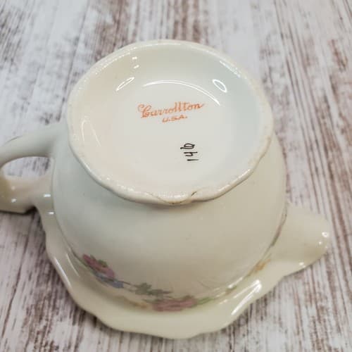 Vintage Carrollton USA Floral Silver Trim Creamer #146 Spring Flowers - Thumbnail 7