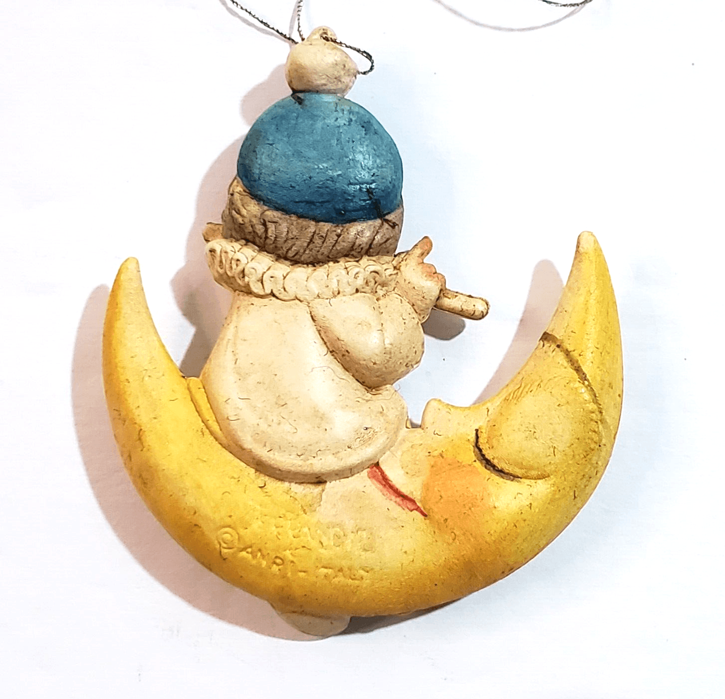 Vtg Anri Juan Ferrandiz Italy Mini Clown Moon Playing Flute Christmas Ornament - Thumbnail 2