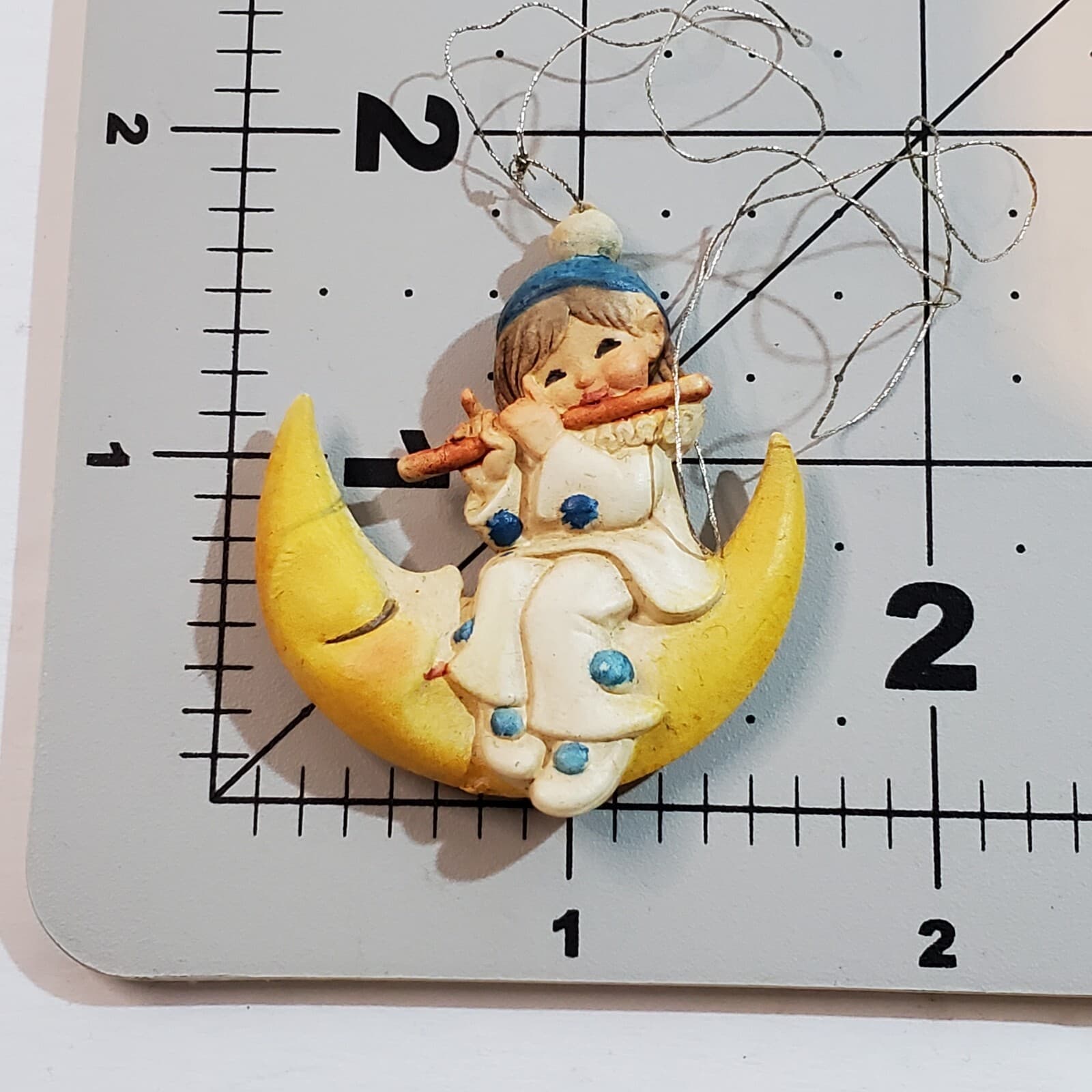 Vtg Anri Juan Ferrandiz Italy Mini Clown Moon Playing Flute Christmas Ornament - Thumbnail 5
