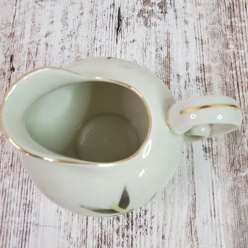 Vintage Gold Coast China Made in Japan Bamboo Design Creamer Pitcher White Green - Thumbnail 6