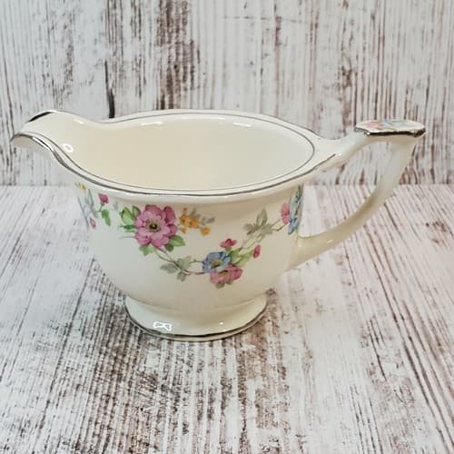 Vintage Carrollton USA Floral Silver Trim Creamer #146 Spring Flowers