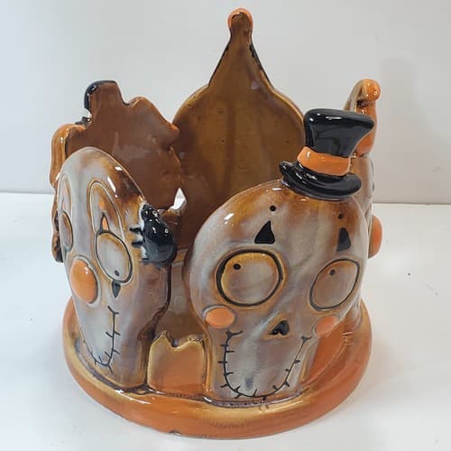 Yankee Candle Boney Bunch Circus Clowns Large Jar Candle Holder Halloween Decor - Thumbnail 2