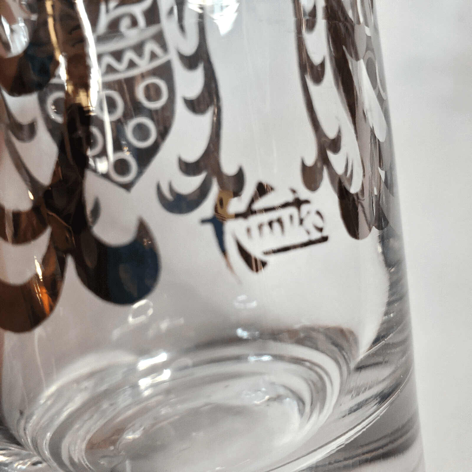Vintage MCM Kimiko Silver Guardian Crest Cocktail Highball Glass Barware Knight - Thumbnail 5