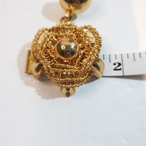 Vintage Art Deco Gold Tone Clip On Earrings Spider Web Look Design - Thumbnail 7