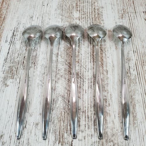 5 Customcraft Stainless Steel Iced Tea Spoons Taiwan Flatware CUS1 Roses Pattern - Thumbnail 5