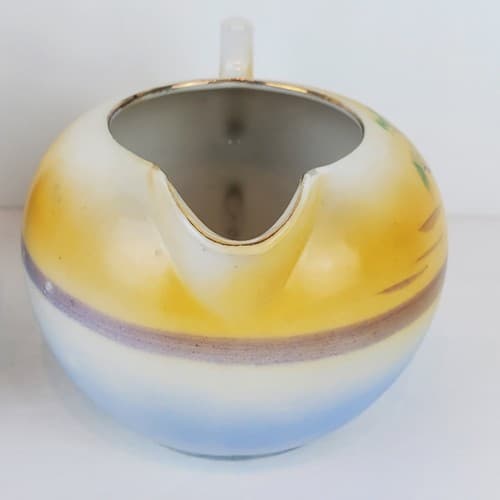 Vtg TT Takito Hand Painted Japanese Village Scene Cream And Sugar Bowl w/ Lid - Thumbnail 10