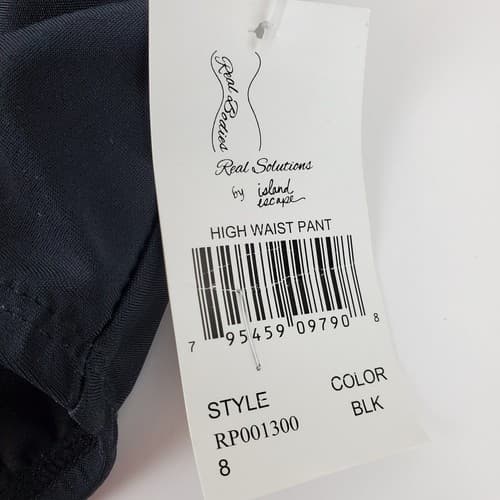 Island Escape Real Solutions Size 8 High Waist Swim Bottom Tummy Thinner Black - Thumbnail 2