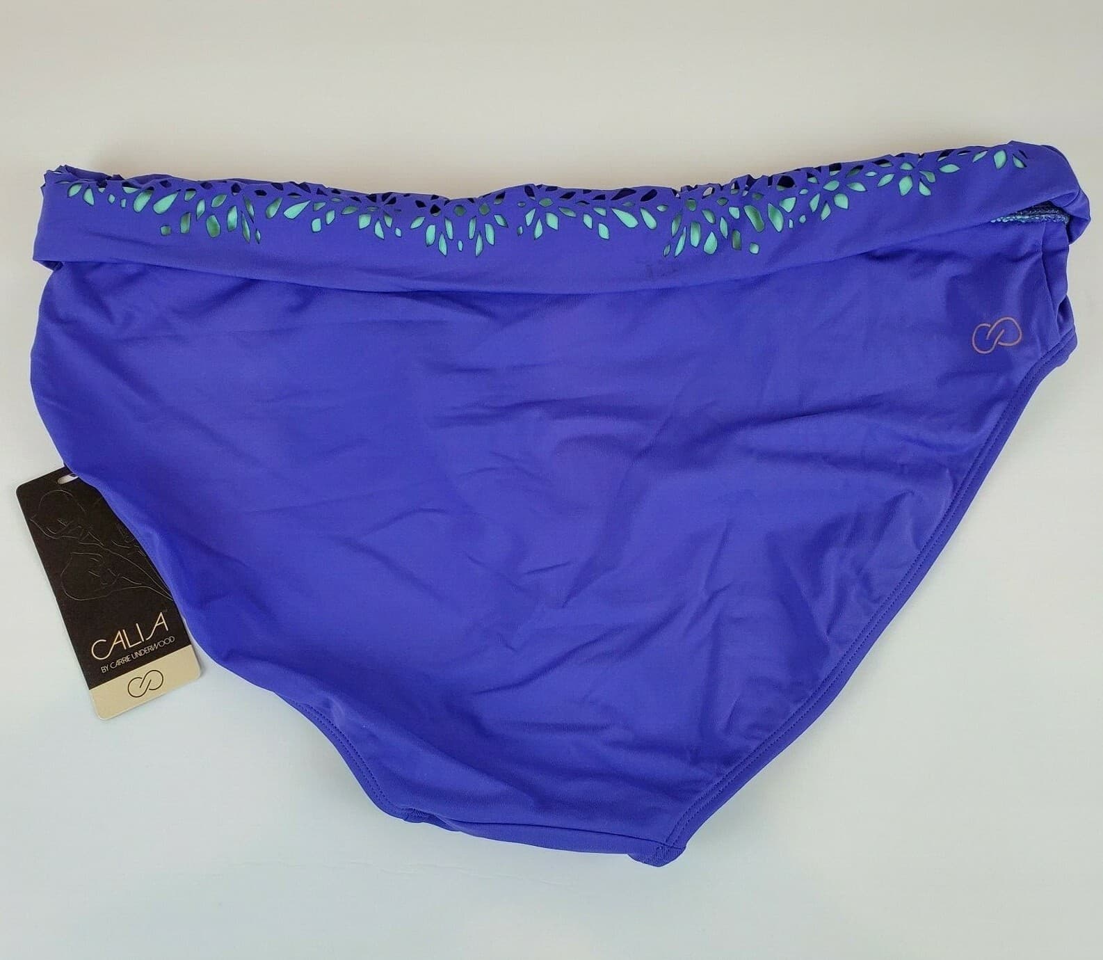 Calia Carrie Underwood Women Size XL Laser Cut Foldover Swim Bottom Blue Violet - Thumbnail 2
