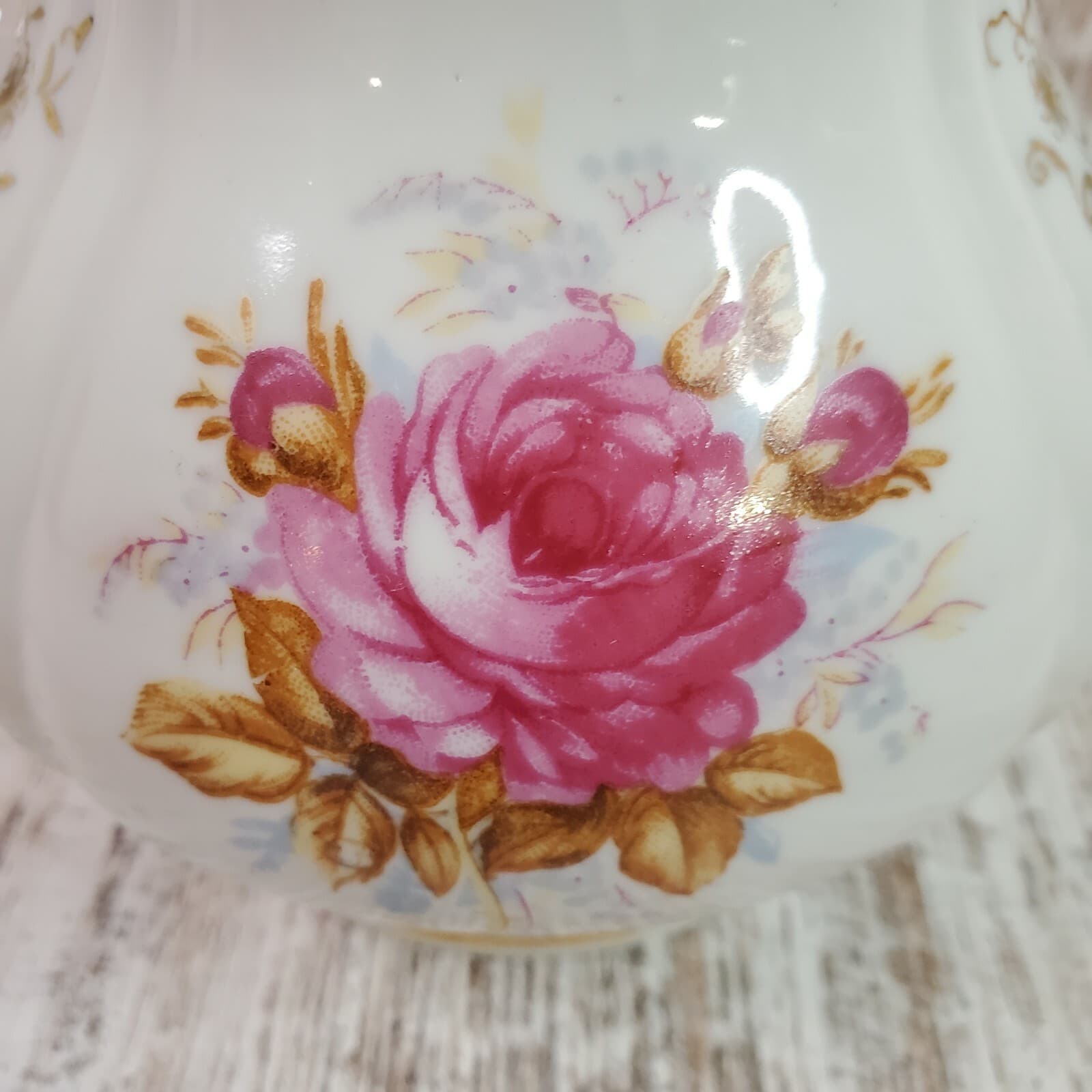 Mugsroyale Japan Handcrafted Floral Flowers Teapot Coffee Carafe Gold Trim - Thumbnail 2