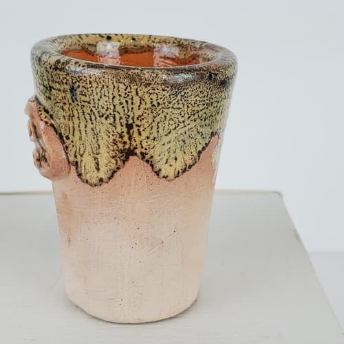 Vintage Aruba Stoneware Pottery Clay Drip Glazed Souvenir Shot Glass - Thumbnail 2