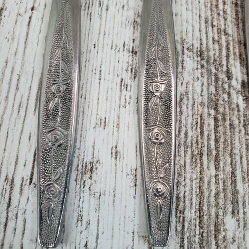 5 Customcraft Stainless Steel Iced Tea Spoons Taiwan Flatware CUS1 Roses Pattern - Thumbnail 4