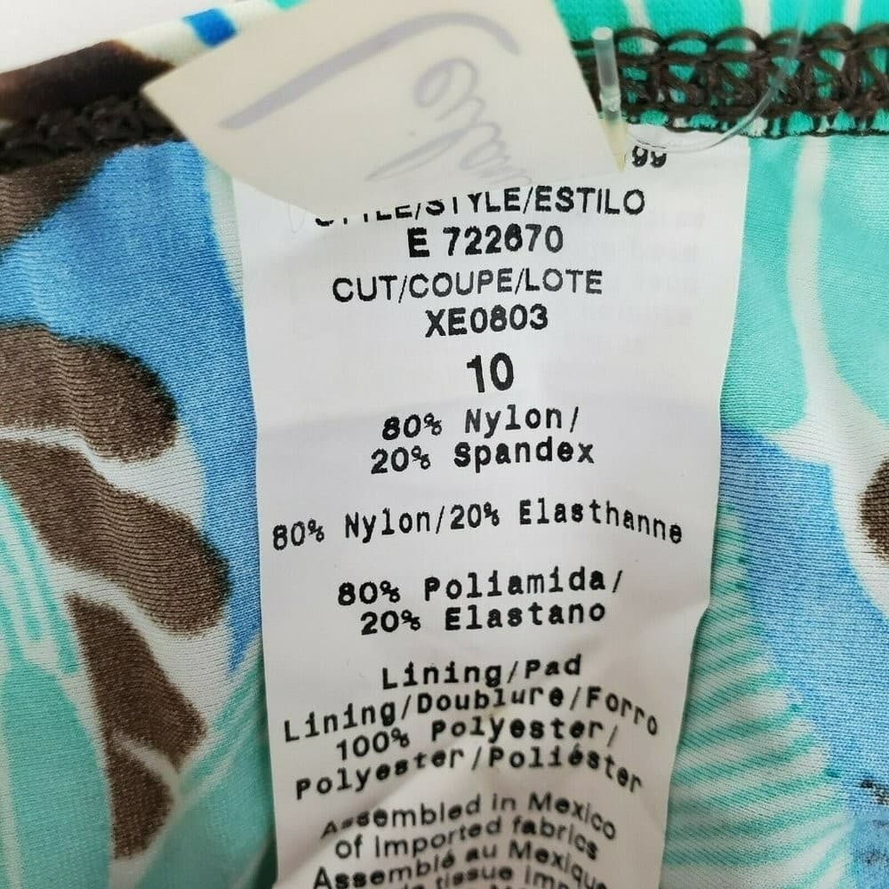 LEILANI Side Tie Hipster Floral Bikini Aqua Blue Brown Swim Bottom - Thumbnail 4