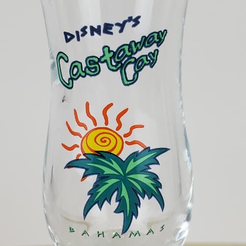 Vintage Disney's Castaway Cay Souvenir Hurricane Shot Glass Cruise Sun Palm Tree - Thumbnail 2