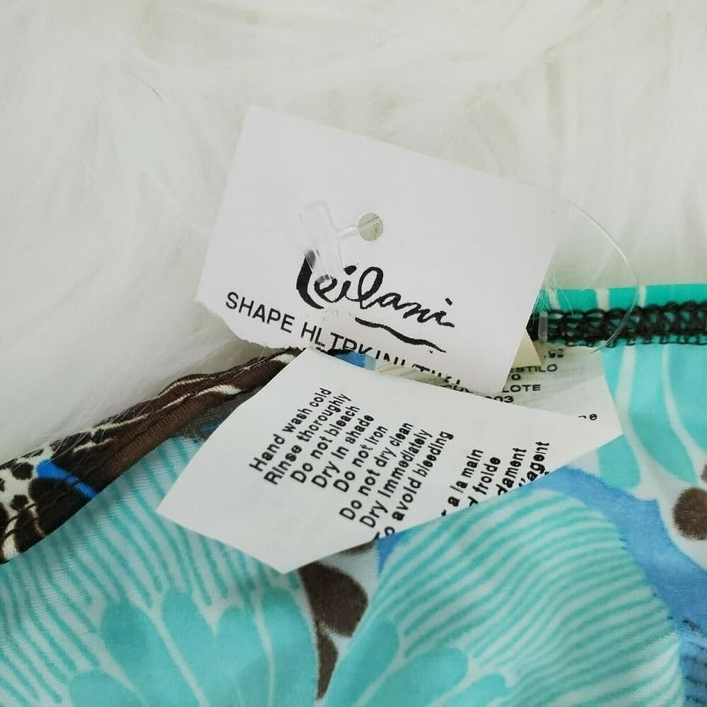 LEILANI Side Tie Hipster Floral Bikini Aqua Blue Brown Swim Bottom - Thumbnail 6