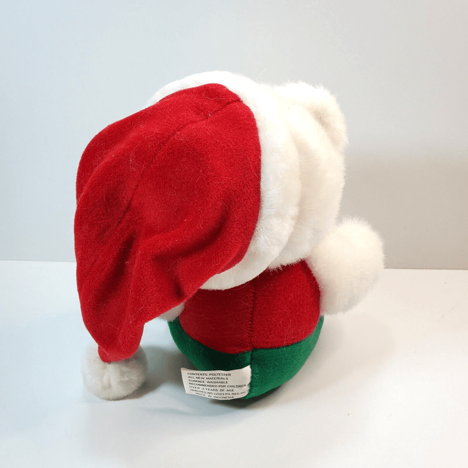 Vintage Tarsha Christmas Teddy Bear 9" Plush White Stuffed Animal Bow Hat Bell - Thumbnail 3