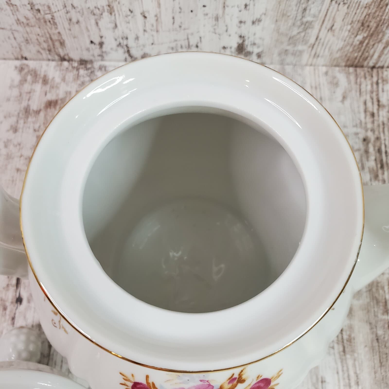 Mugsroyale Japan Handcrafted Floral Flowers Teapot Coffee Carafe Gold Trim - Thumbnail 10