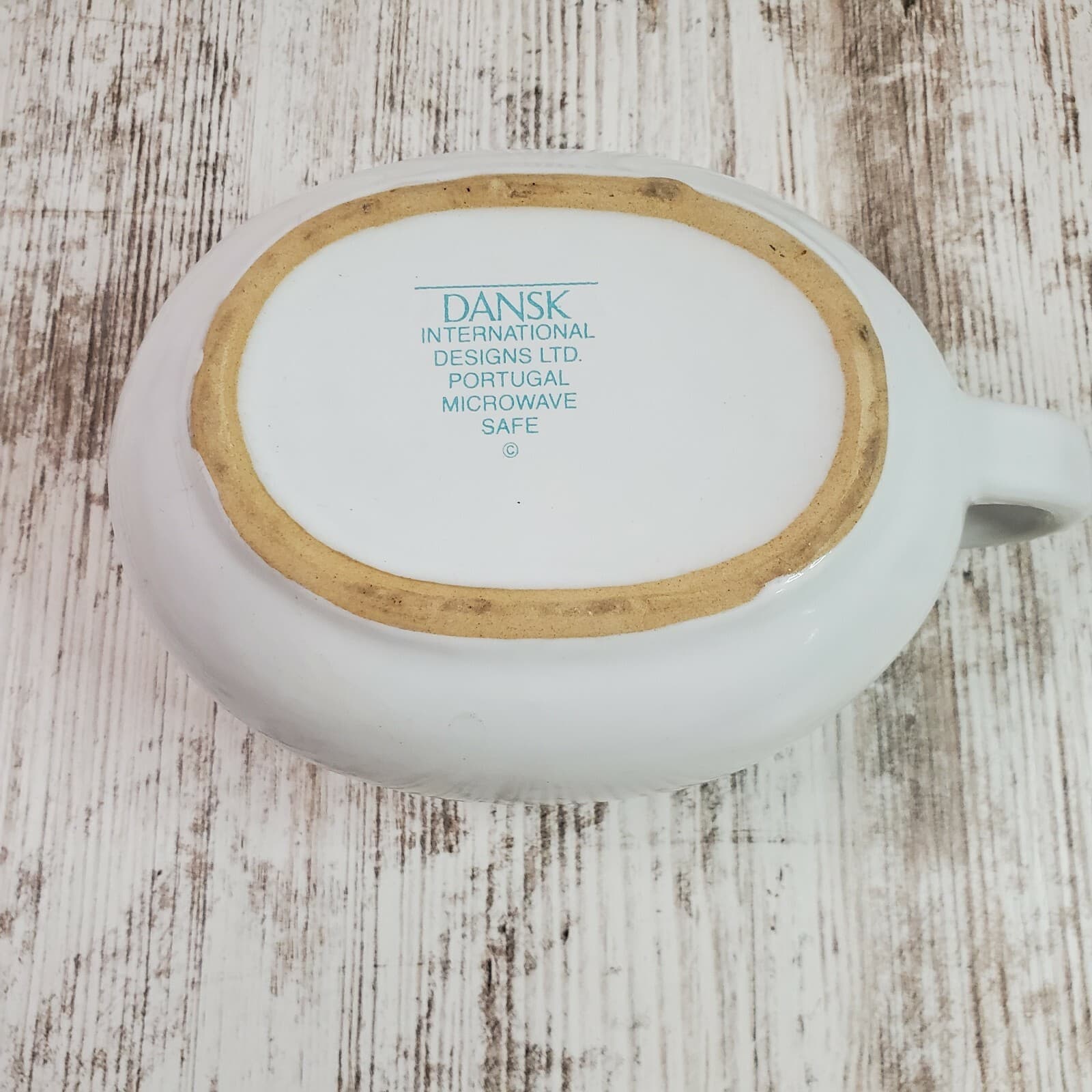 Dansk Costa Del Sol Gravy Boat 20 Ounce White with Aqua Trim Portugal - Thumbnail 6