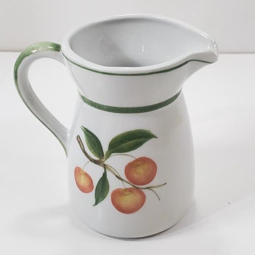 Vintage Andrea By Sadek Hand Painted Creamer With Cherries Fruit and Leaves - Thumbnail 3
