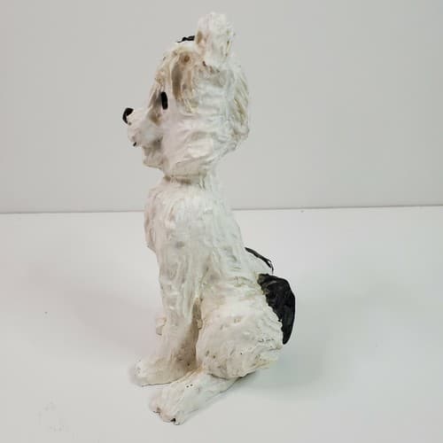 Cracker Jacks "Bingo" Dog Figurine by Pat Kolesar Resin Black & White Textured - Thumbnail 2