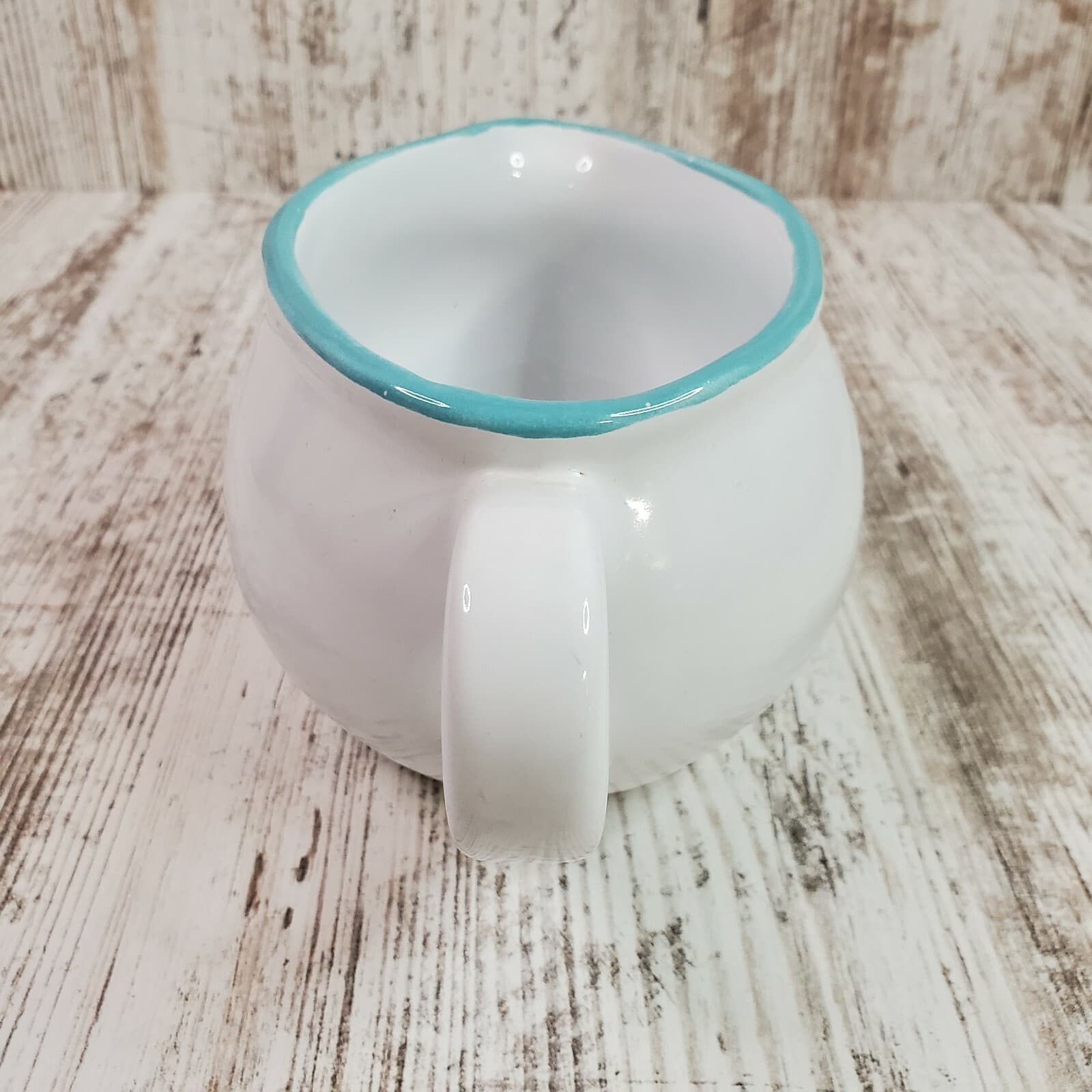 Dansk Costa Del Sol Gravy Boat 20 Ounce White with Aqua Trim Portugal - Thumbnail 5