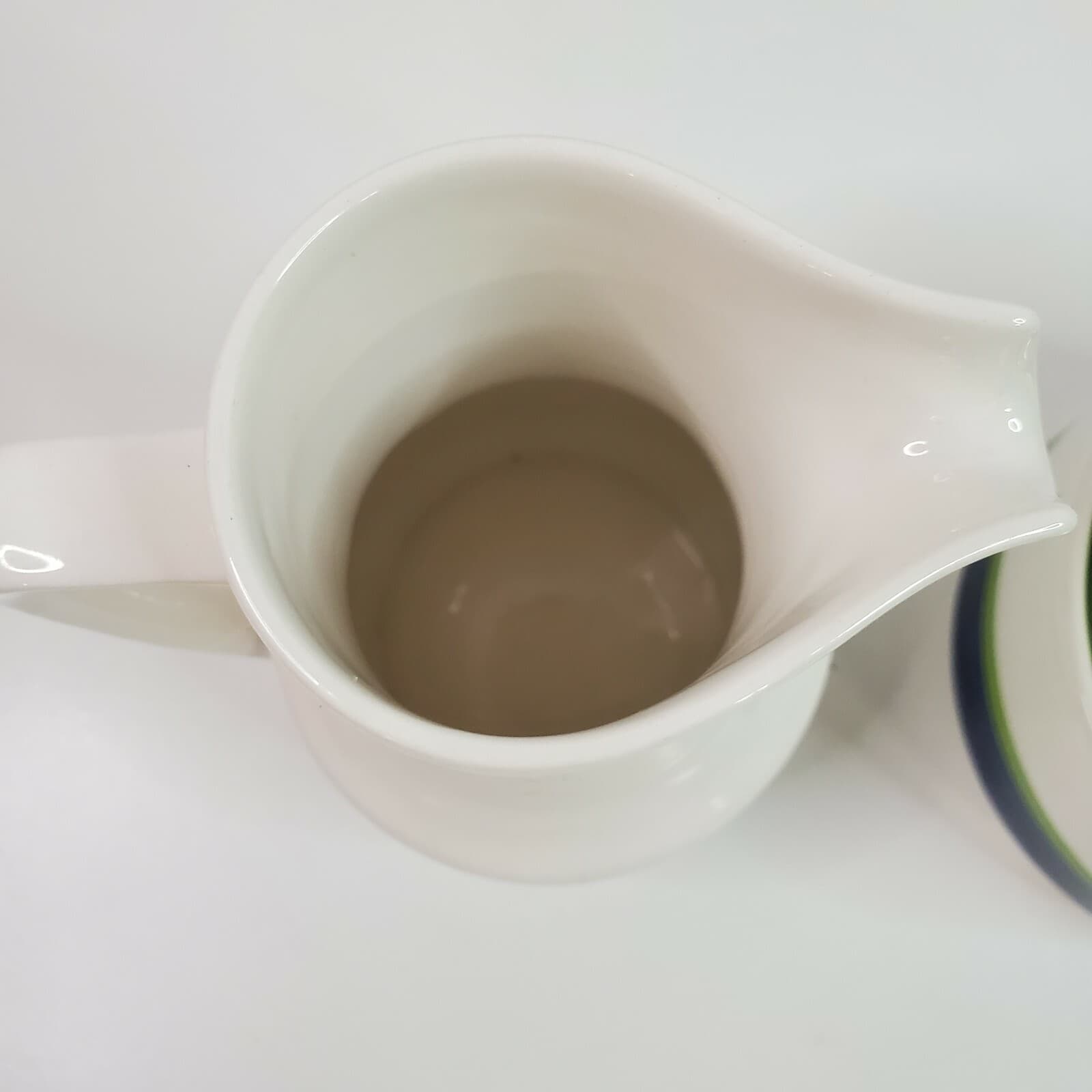Retro Vintage Noritake Craftone Polka 8758 Cream & Sugar Set White Blue Green - Thumbnail 3