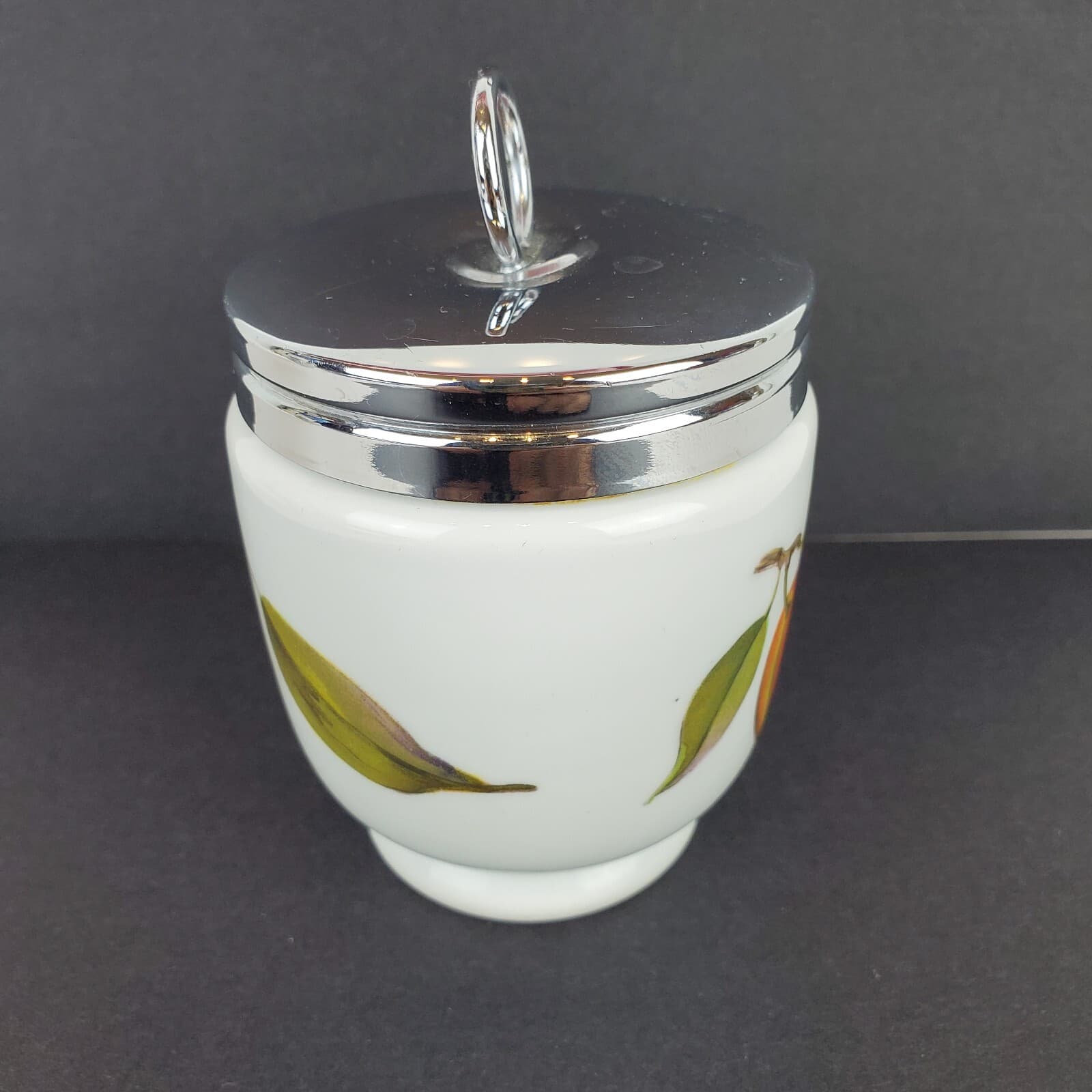 Vtg Royal Worcester Evesham Berries Peach Pattern Porcelain Egg Coddler w/ Lid - Thumbnail 4