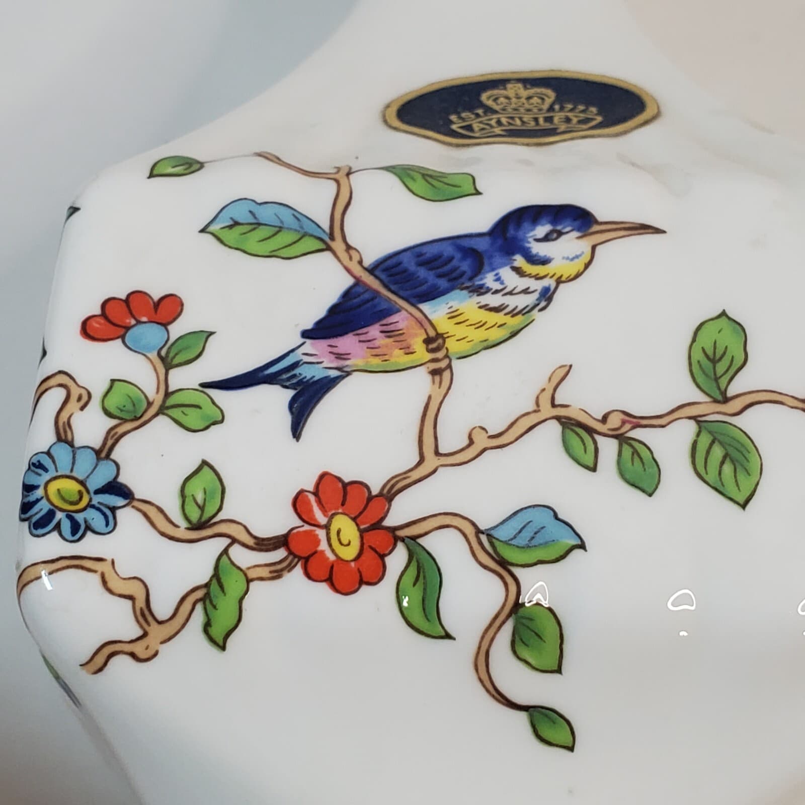Vintage Aynsley England Cottage Garden Bone China Bud Vase Flowers Birds - Thumbnail 4