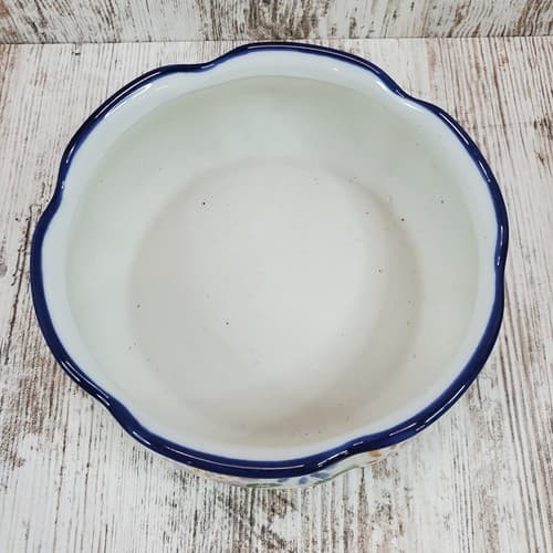 Panda Garden Earthenware Stoneware Pottery Planter Bowl Floral Flowers Pattern - Thumbnail 2