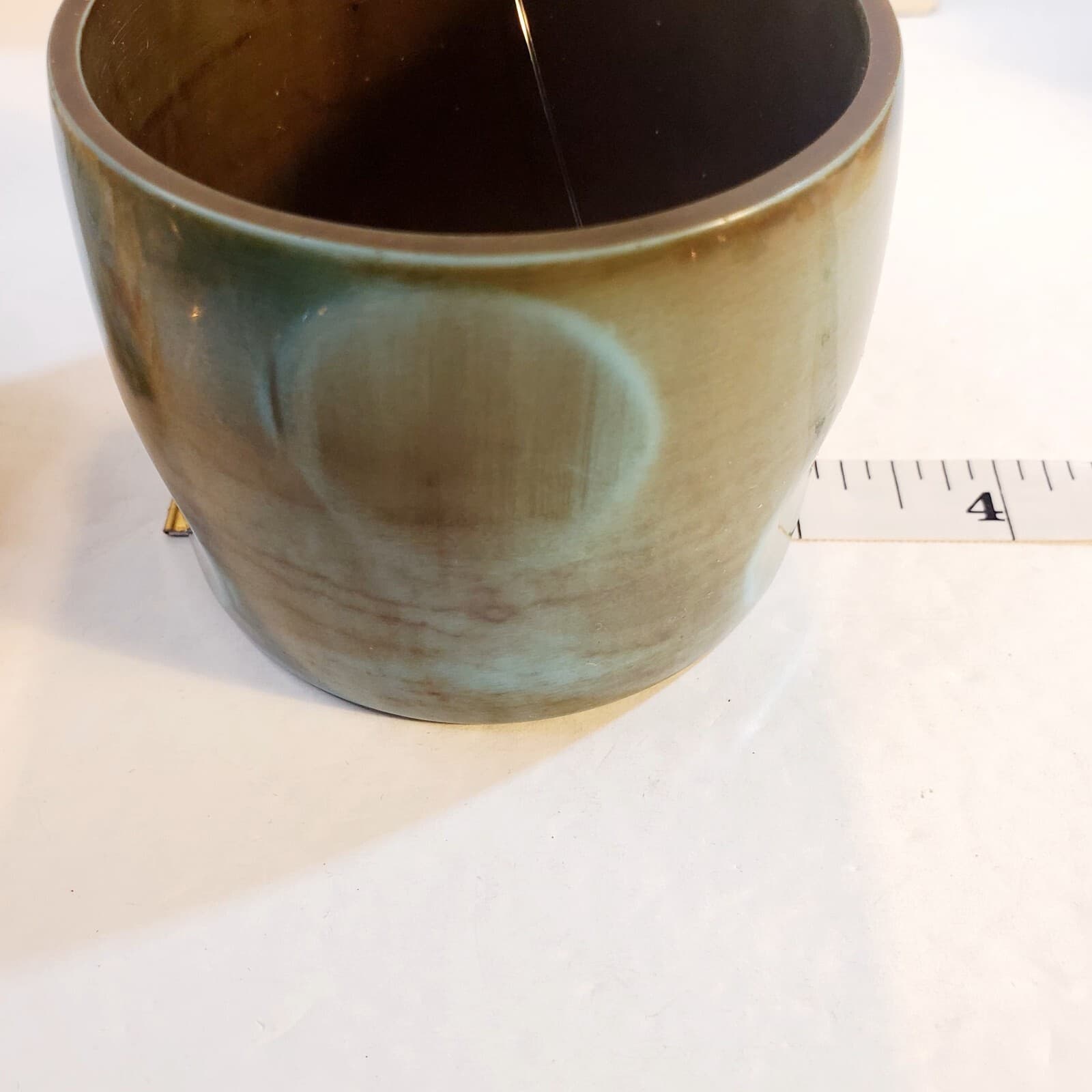 Wide Resin Bangle Bracelet Greenish/Blue Brown Tones w/ Indents Antika 3" India - Thumbnail 5