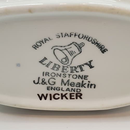 J & G Meakin Royal Staffordshire Liberty Ironstone Wicker Brown Gravy Boat - Thumbnail 6