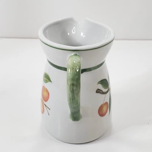 Vintage Andrea By Sadek Hand Painted Creamer With Cherries Fruit and Leaves - Thumbnail 4
