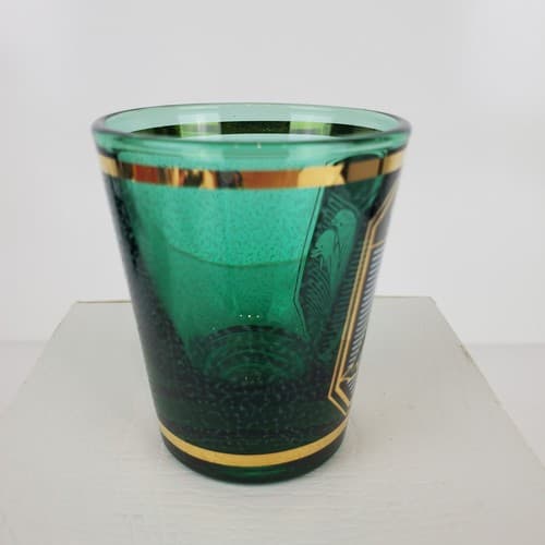 Vintage Green Gold Sea World Souvenir Shot Glass Dolphins Mid Century Modern - Thumbnail 5