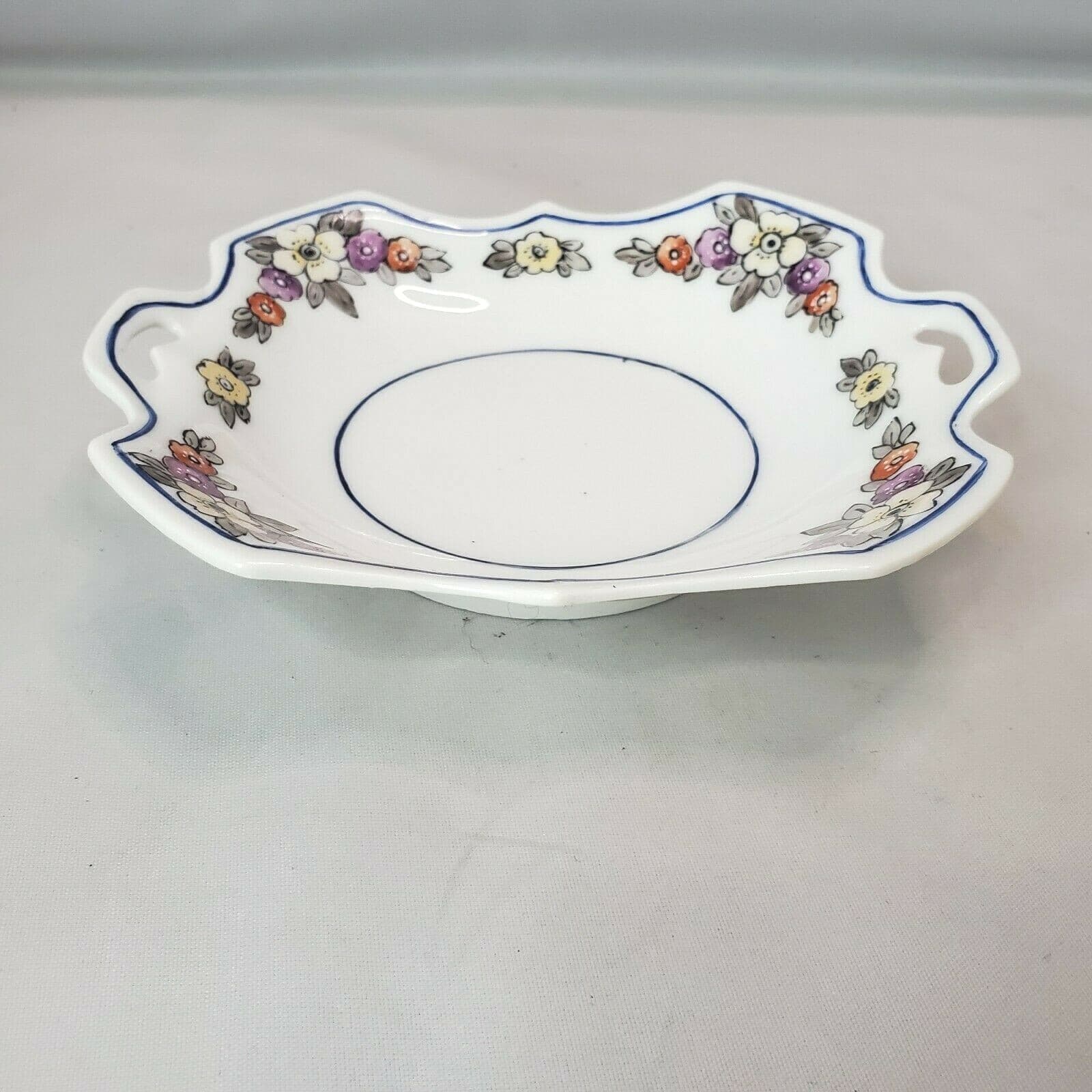PROV SACE. E S Germany Two Handle Floral Pattern Trinket Bowl Dish 5" x 6" - Thumbnail 2