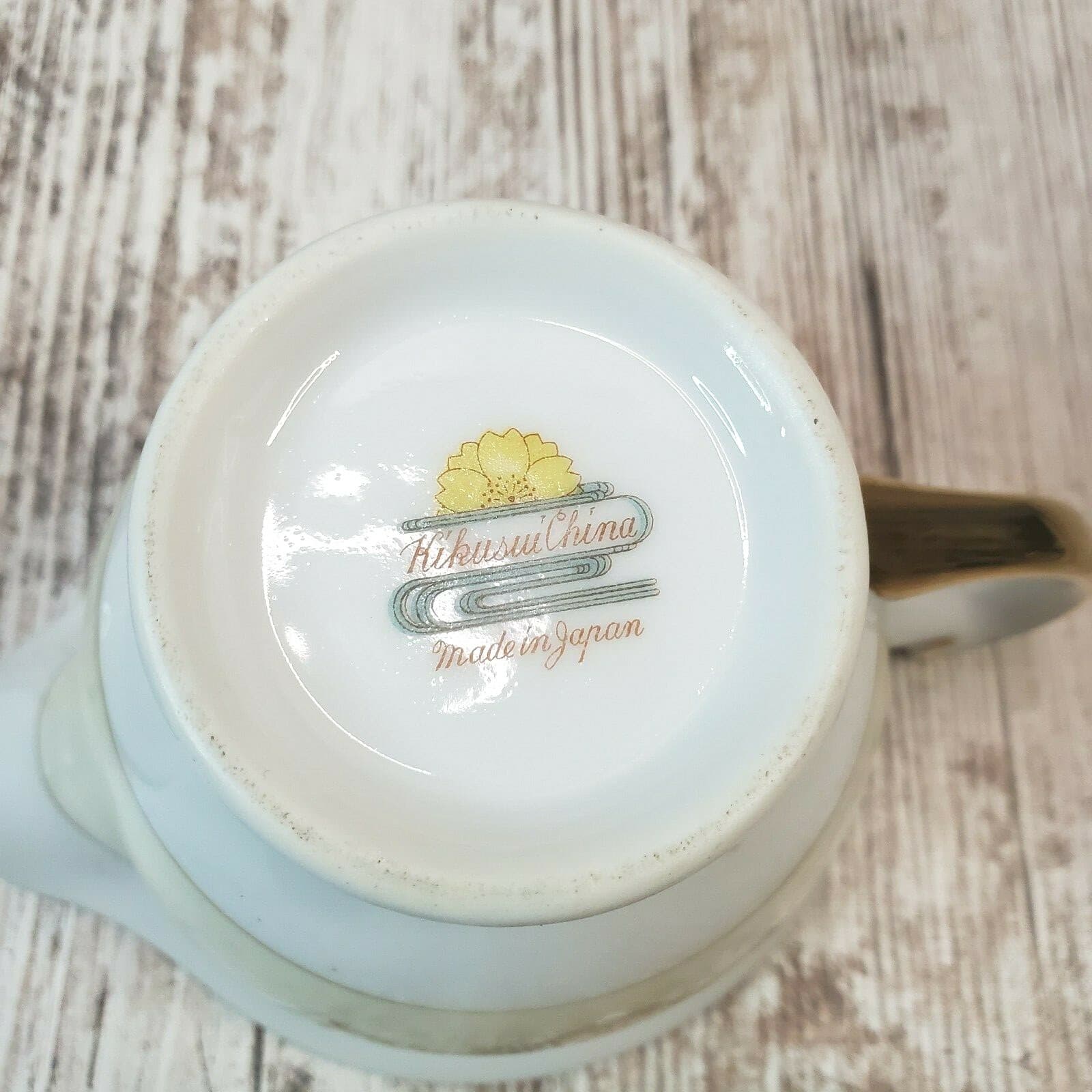 Vintage Kikusiu Fine China Lidded Sugar Bowl & Creamer Green Gold Floral Japan - Thumbnail 8