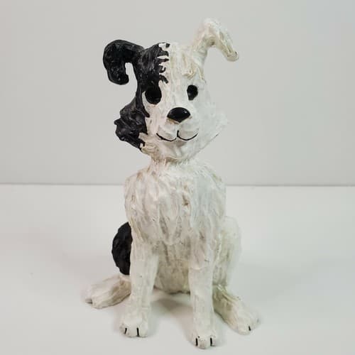 Cracker Jacks "Bingo" Dog Figurine by Pat Kolesar Resin Black & White Textured