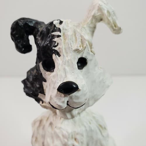 Cracker Jacks "Bingo" Dog Figurine by Pat Kolesar Resin Black & White Textured - Thumbnail 5