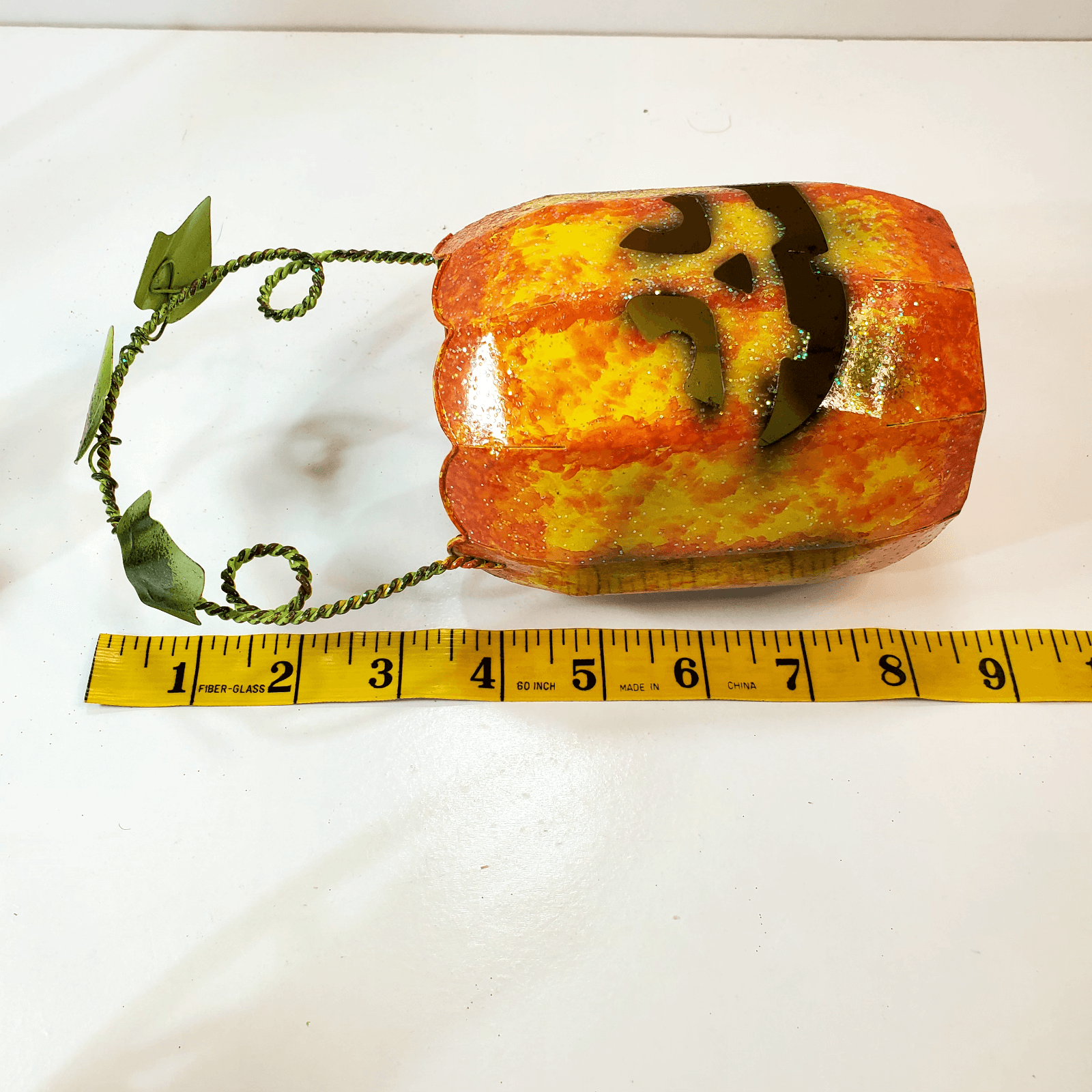2 Metal Jack O' Lantern Pumpkin Tea Light Candle Holders Luminary Face Handle - Thumbnail 9