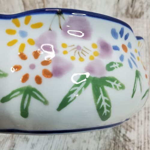 Panda Garden Earthenware Stoneware Pottery Planter Bowl Floral Flowers Pattern - Thumbnail 6