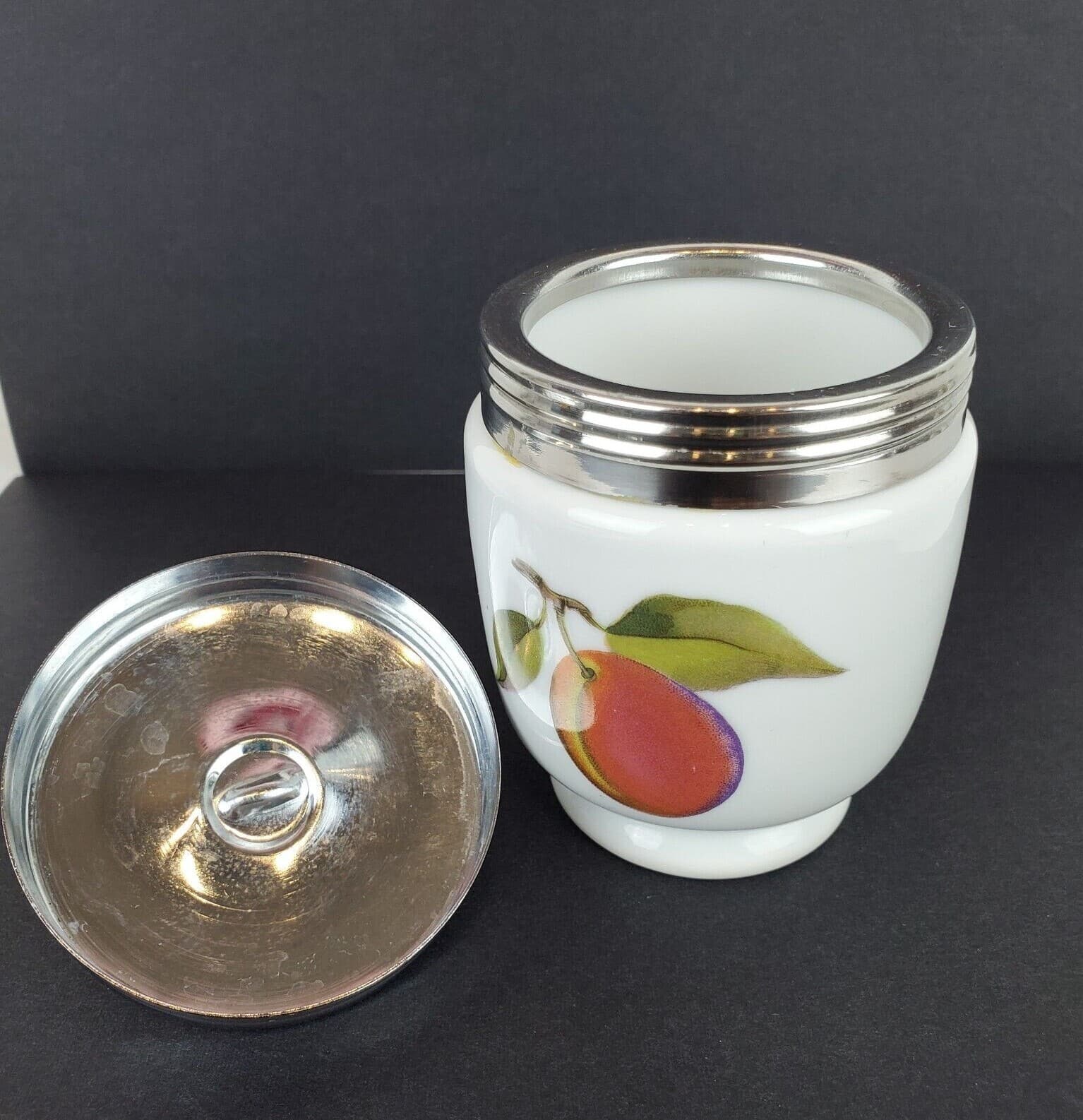 Vtg Royal Worcester Evesham Berries Peach Pattern Porcelain Egg Coddler w/ Lid - Thumbnail 5