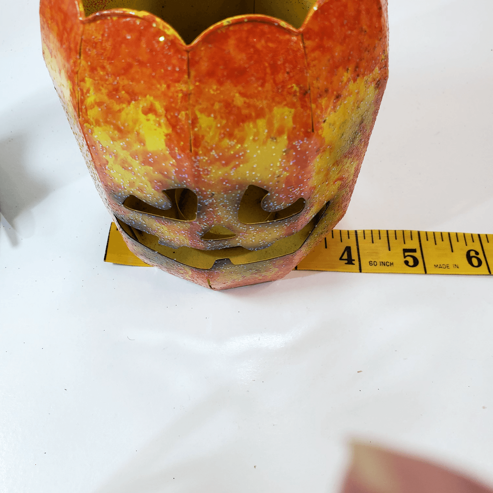 2 Metal Jack O' Lantern Pumpkin Tea Light Candle Holders Luminary Face Handle - Thumbnail 10